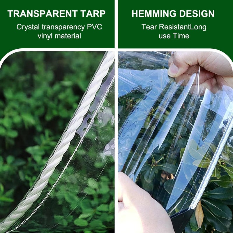 HOLAA Clear Tarp,3x6ft Clear Tarps Heavy Duty Water Resistant with Reinforced Edge,14Mil Thickened Transparent Tear Resistant Water Resistant PVC Vinyl Tarp Enclosure for Patio,Greenhouse Outdoor - Image 5